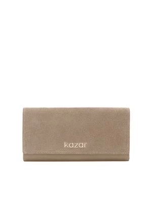 Zdjęcie produktu Duży skórzany portfel damski z zamszową klapką Kazar