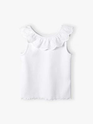 Zdjęcie produktu Dzianinowa biała bluzka z falbanką - Max&Mia Max & Mia by 5.10.15.