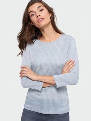 Zdjęcie produktu Dzianinowa bluzka dla kobiet- szara w jodełkę Greenpoint