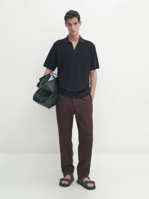 Zdjęcie produktu Dzianinowa Koszulka Polo - Granatowy - - Massimo Dutti - Mężczyzna