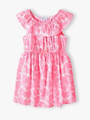 Zdjęcie produktu Dzianinowa różowa sukienka dziewczęca w kwiaty - różowa 5.10.15.