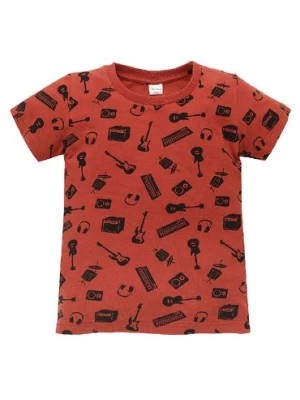 Zdjęcie produktu Dzianinowy t-shirt chłopięcy Let's rock czerwony Pinokio