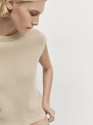 Zdjęcie produktu Dzianinowy Top Bez Rękawów - Popielaty - - Massimo Dutti - Kobieta
