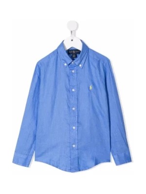 Zdjęcie produktu Dziecięca Bawełniana Niebieska Koszula, Klasyczny Styl Kołnierza Ralph Lauren