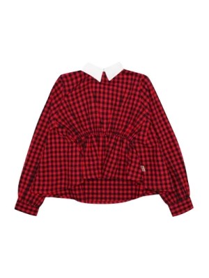 Zdjęcie produktu Dziecięca Czerwona i Czarna Koszula z Bawełny z Białym Kołnierzem N21