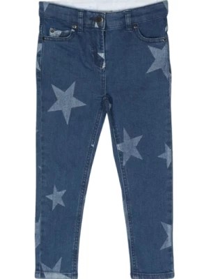Zdjęcie produktu Dziecięce wąskie jeansy z ciemnego niebieskiego denimu z nadrukiem gwiazd Stella McCartney