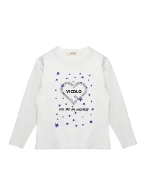 Zdjęcie produktu Dziecięcy T-shirt z Długim Rękawem i Brokatowymi Gwiazdami ViCOLO
