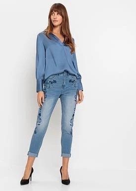 Zdjęcie produktu Dżinsy Slim, mid waist, cropped bonprix