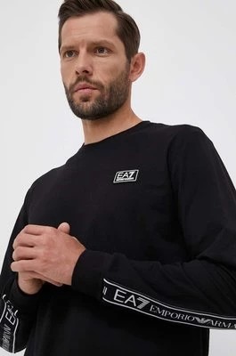 Zdjęcie produktu EA7 Emporio Armani bluza bawełniana męska kolor czarny z aplikacją