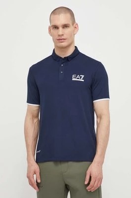 Zdjęcie produktu EA7 Emporio Armani polo męski kolor granatowy z nadrukiem