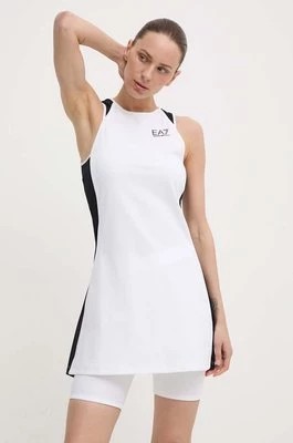 Zdjęcie produktu EA7 Emporio Armani sukienka sportowa kolor biały mini rozkloszowanaCHEAPER
