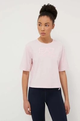 Zdjęcie produktu EA7 Emporio Armani t-shirt bawełniany damski kolor różowy