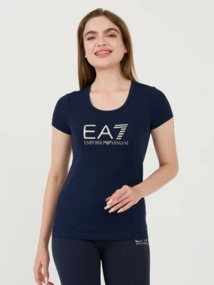 Zdjęcie produktu EA7 Granatowy t-shirt ze srebrnym logo EA7 Emporio Armani