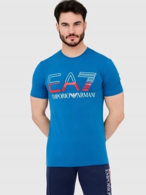 Zdjęcie produktu EA7 T-shirt męski niebieski z dużym logo EA7 Emporio Armani