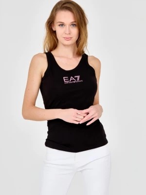 Zdjęcie produktu EA7 Top czarny na ramiączka z różowym logo EA7 Emporio Armani
