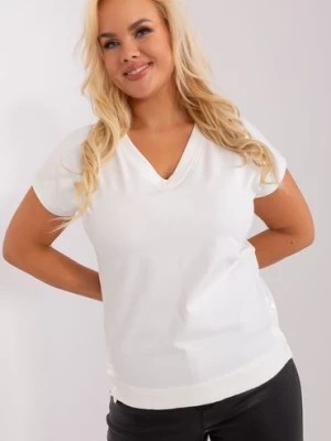 Zdjęcie produktu Ecru bawełniana bluzka plus size z dekoltem V RELEVANCE