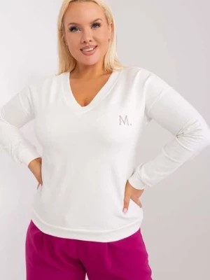 Zdjęcie produktu Ecru damska bluzka plus size ze ściągaczami i długim rękawem RELEVANCE