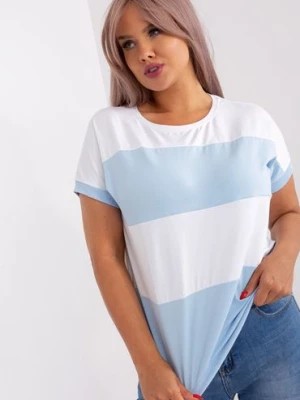 Zdjęcie produktu Ecru-jasnoniebieska bluzka damska plus size z bawełny RELEVANCE