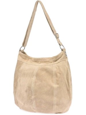 Zdjęcie produktu Ecru zamszowa torebka damska A4 skórzana worek brązowy, beżowy Merg