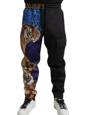 Zdjęcie produktu Egzotyczne Spodnie Jogger z Tygrysem i Lampartem Dolce & Gabbana