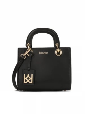 Zdjęcie produktu Elegancka czarna torebka z rączkami i monogramem KAZAR