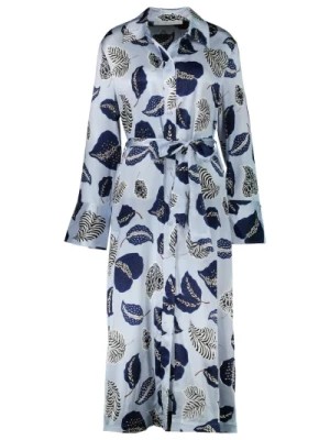 Zdjęcie produktu Elegancka Maxi Sukienka w Jasnoniebieskim z Wzorem Liści Herzen's Angelegenheit