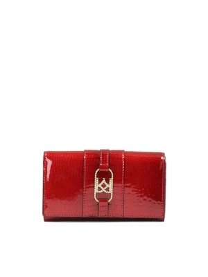 Zdjęcie produktu Elegancki czerwony portfel z lakierowanej tłoczonej skóry Kazar