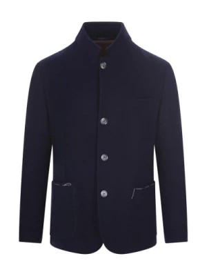 Zdjęcie produktu Elegancki Niebieski Płaszcz z Kaszmiru dla Mężczyzn Fedeli