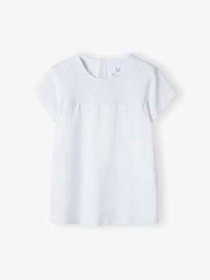 Zdjęcie produktu Elegancki t-shirt bawełniany dla dziewczynki - biały Max & Mia by 5.10.15.