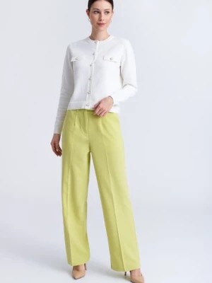 Zdjęcie produktu Eleganckie spodnie damskie z kantem - seledynowe - Greenpoint
