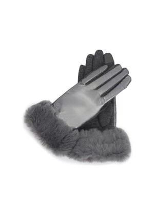 Zdjęcie produktu Eleganckie szare rękawiczki z satynowym wykończeniem Kazar