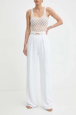 Zdjęcie produktu Elisabetta Franchi spodnie damskie kolor biały szerokie high waist PA04642E2