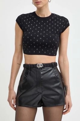 Zdjęcie produktu Elisabetta Franchi szorty damskie kolor czarny gładkie high waist SH00242E2