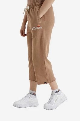 Zdjęcie produktu Ellesse spodnie dresowe bawełniane Taran Cropped Jog kolor brązowy medium waist SGM14012-PINK