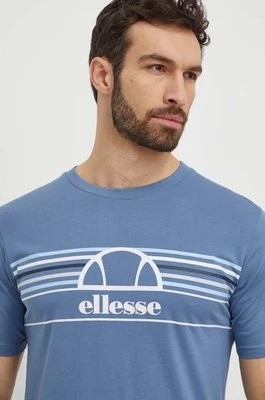 Zdjęcie produktu Ellesse t-shirt bawełniany Lentamente T-Shirt męski kolor niebieski z nadrukiem SHV11918