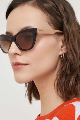 Zdjęcie produktu Emporio Armani okulary przeciwsłoneczne damskie kolor brązowy