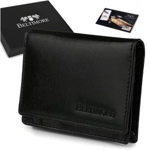 Zdjęcie produktu Etui na wizytówki karty czarne skórzane portfel slim Beltimore czarny Merg