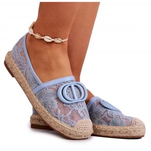 Zdjęcie produktu FE1 Damskie Koronkowe Espadryle Z Ozdobą Niebieskie Summer Dream