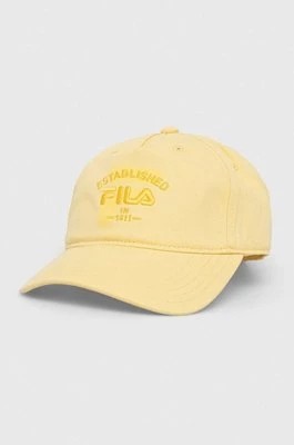 Zdjęcie produktu Fila czapka z daszkiem bawełniana kolor żółty z aplikacją