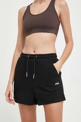 Zdjęcie produktu Fila szorty Buchloe damskie kolor czarny gładkie high waist FAW0702