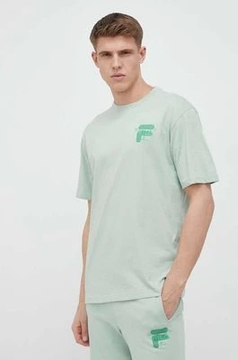 Zdjęcie produktu Fila t-shirt bawełniany kolor turkusowy z nadrukiem