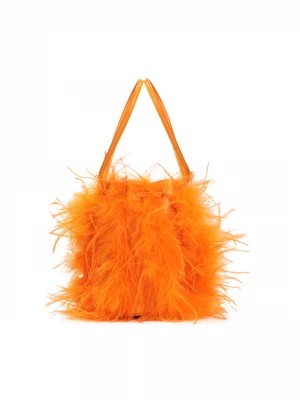 Zdjęcie produktu Finezyjna torebka wieczorowa z pomarańczowymi piórami syntetycznymi Kazar