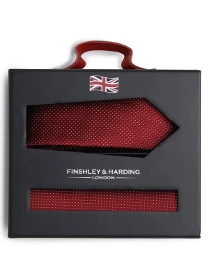 Zdjęcie produktu Finshley & Harding London Krawat i poszetka z jedwabiu Mężczyźni Jedwab czerwony wzorzysty,