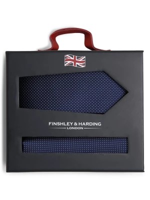 Zdjęcie produktu Finshley & Harding London Krawat i poszetka z jedwabiu Mężczyźni Jedwab niebieski wzorzysty,