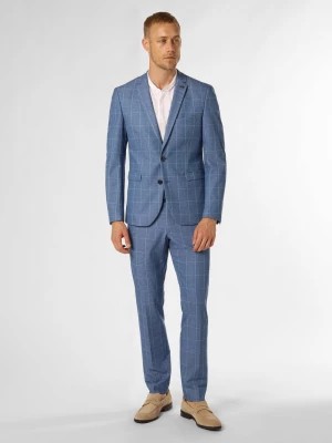Zdjęcie produktu Finshley & Harding London Męski garnitur Mężczyźni Slim Fit Sztuczne włókno niebieski w kratkę,