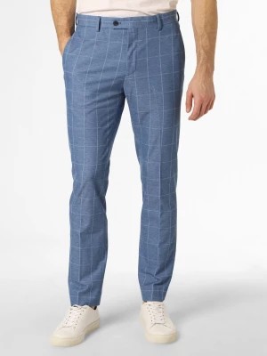 Zdjęcie produktu Finshley & Harding London Męskie spodnie od garnituru modułowego Mężczyźni Slim Fit Dżersej niebieski w kratkę,
