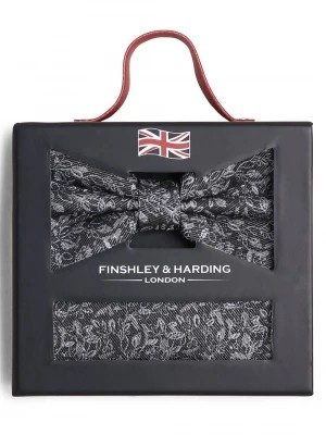Zdjęcie produktu Finshley & Harding London Muszka i poszetka męska z jedwabiu Mężczyźni Jedwab niebieski|szary wzorzysty,