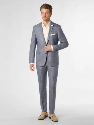 Zdjęcie produktu Finshley & Harding Męski garnitur - Steven-Mitch Mężczyźni Modern Fit niebieski wypukły wzór tkaniny,