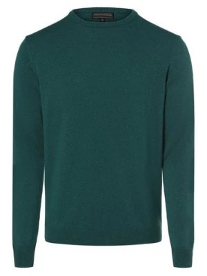Zdjęcie produktu Finshley & Harding Męski sweter z mieszanki kaszmiru i jedwabiu Mężczyźni drobna dzianina zielony jednolity,