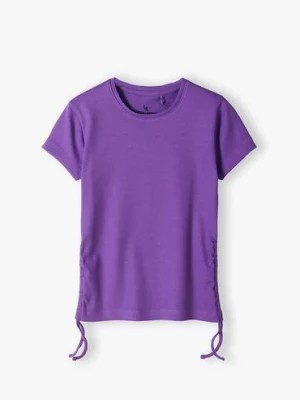 Zdjęcie produktu Fioletowa prążkowana koszulka dziewczęca z regulacją po bokach Lincoln & Sharks by 5.10.15.